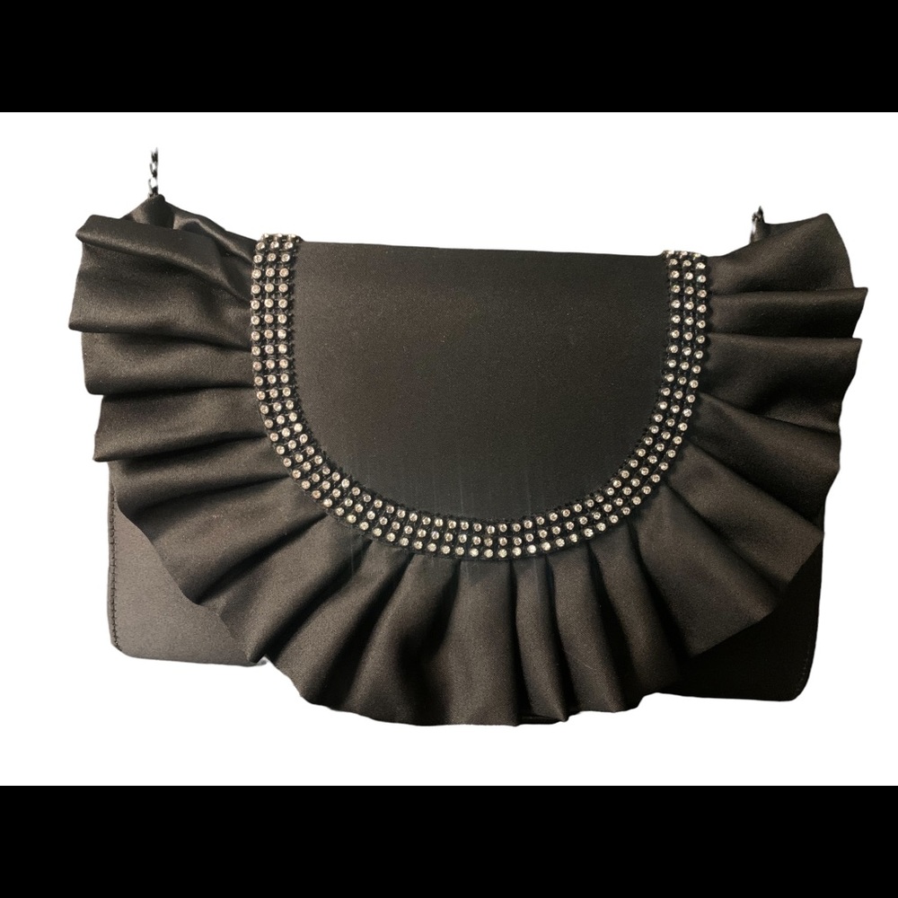 CARLA MARCHI black magnetic clasp clutch purse